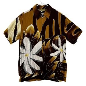 Lauhala Hawaiian Shirt Mens Small Rayon Floral Print Handmade Aloha Island Shirt
